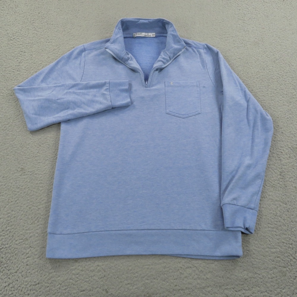 Criquet Sweater Mens Medium Blue 1/4 Zip Fleece Pullover Modal Heather Preppy